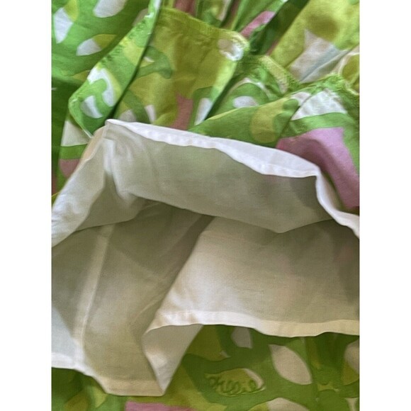 Lilly Pulitzer Women’s Size XS Lime Pink Print Pleated Skirt Elastic Waist - Picture 7 of 11